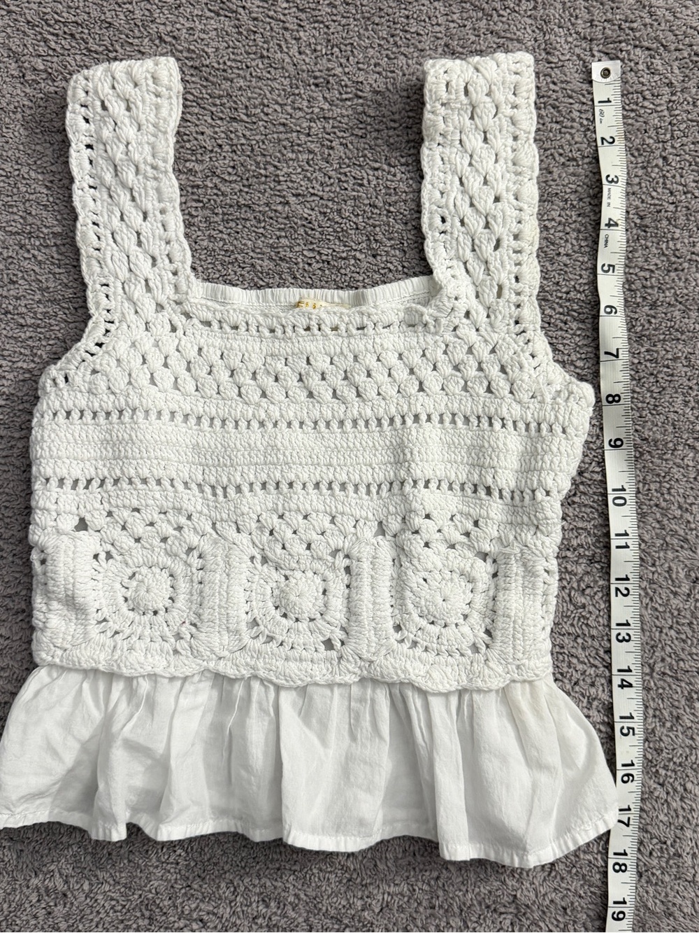 Rebellion White Crochet Peplum Tank Top